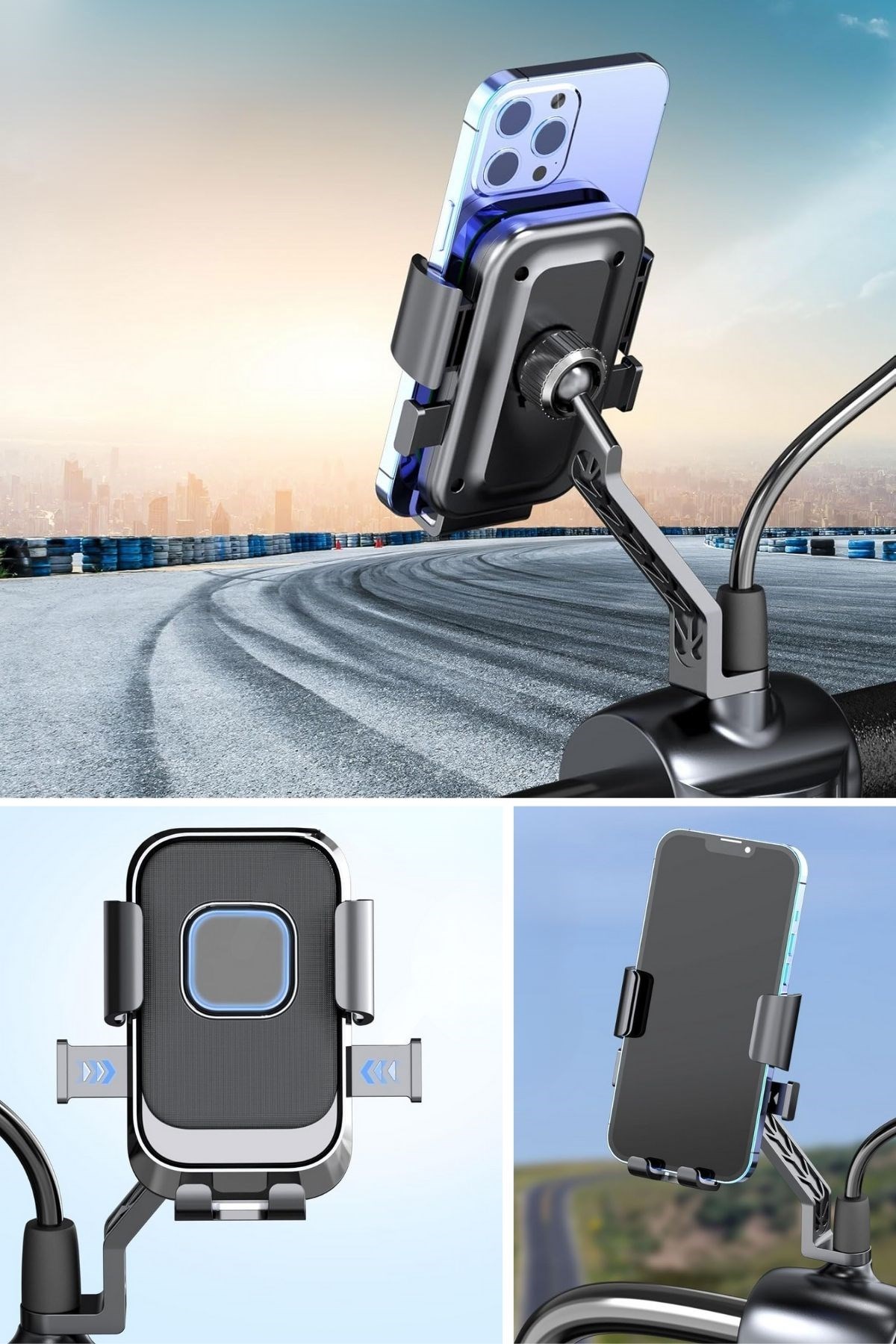 Motor,Motosiklet,Bisiklet ,Scooter İçin 360 Derece Dönebilen Dikiz Aynası Versiyonu Telefon Tutucu Aparat — Veyo — görsel 6