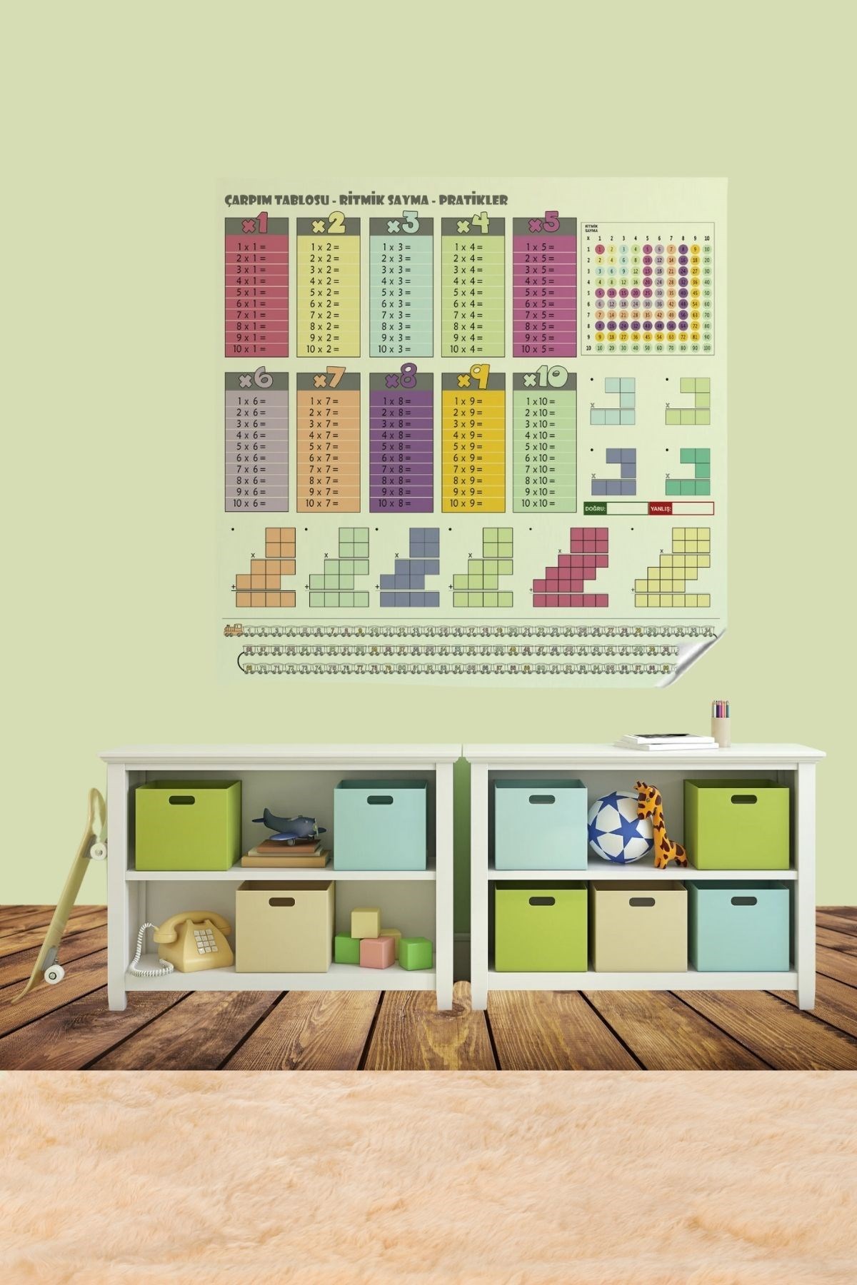 100x100cm Statik Kağıt Renkli Çarpım Tablosu — Veyo — görsel 7