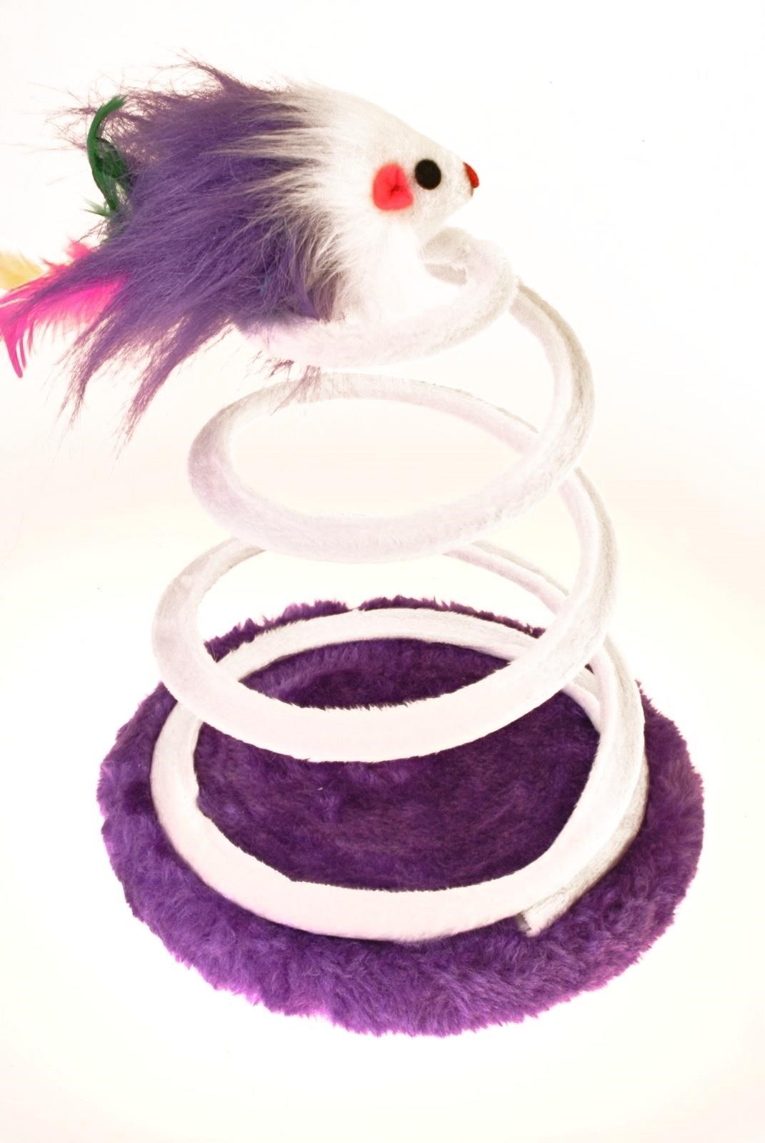 Peluşlu Yaylı Fare Figürlü Kedi Oyuncağı 15x15x10 cm Vantuzlu Hareketli Devrilmez Oyun