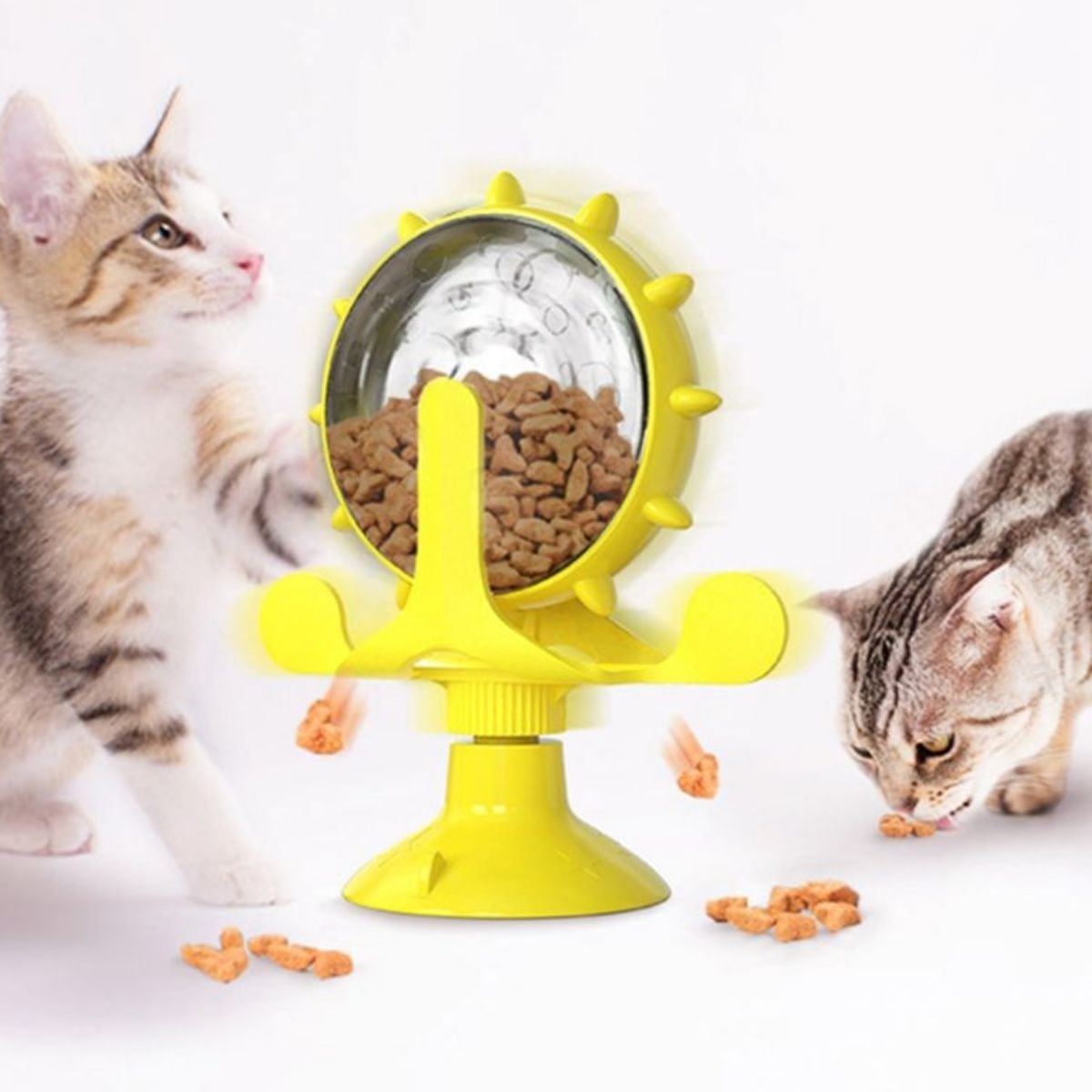 Vantuzlu Zilli İnteraktif Dönebilen Mama Kaplı Renkli Eğlenceli Eğitici Kedi Oyuncağı — Veyo — görsel 3