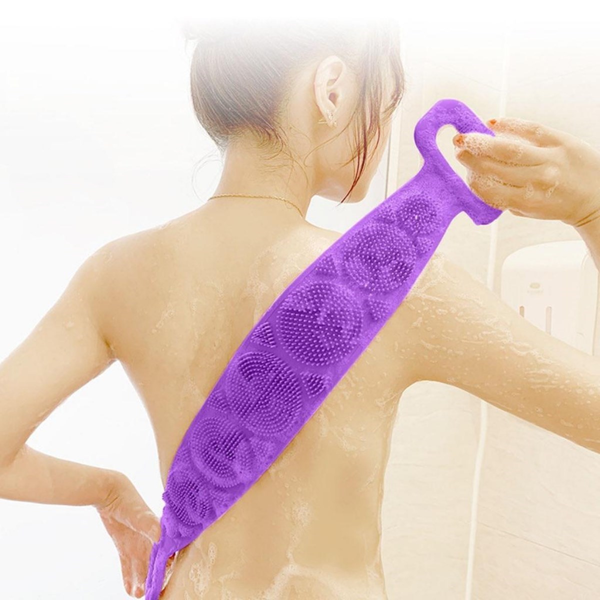 Çift Taraflı Banyo Hamam Lifi Silikon Masajlı Yumuşak Duş Lifi Uzun Ömürlü Hazır Banyo Keses — Veyo — görsel 2