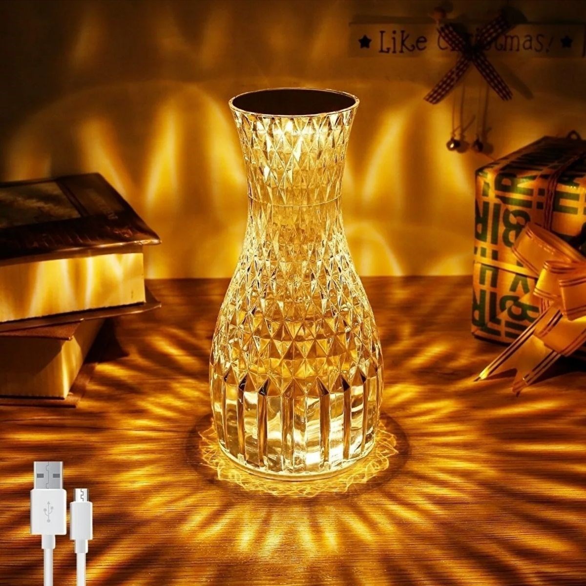 Sürahi Model USB Şarjlı Kumandalı 16 Farklı Işık Modlu Masa Üstü Kristal Akrilik Lamba Led — Veyo — görsel 3