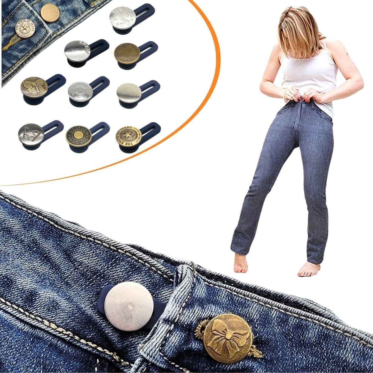 10 Adet Yedek Kot Düğmeleri Beden Genişletici — Veyo