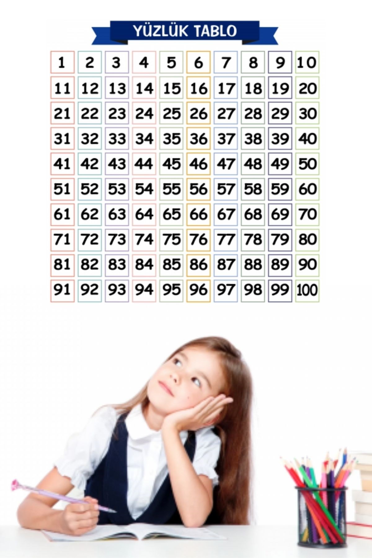 Matematik Öğreten Yüzlük Tablo Duvarda İz Bırakmaz Akıllı Kağıt Yapışkansız Statik 60x60 cm — Veyo — görsel 6