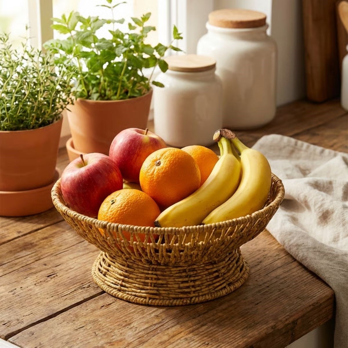 28 cm Plastik Rattan Servis Çanağı – Doğal Hasır Görünümlü Dekoratif Meyve, Ekmek ve Sunum Kasesi — Veyo — görsel 3
