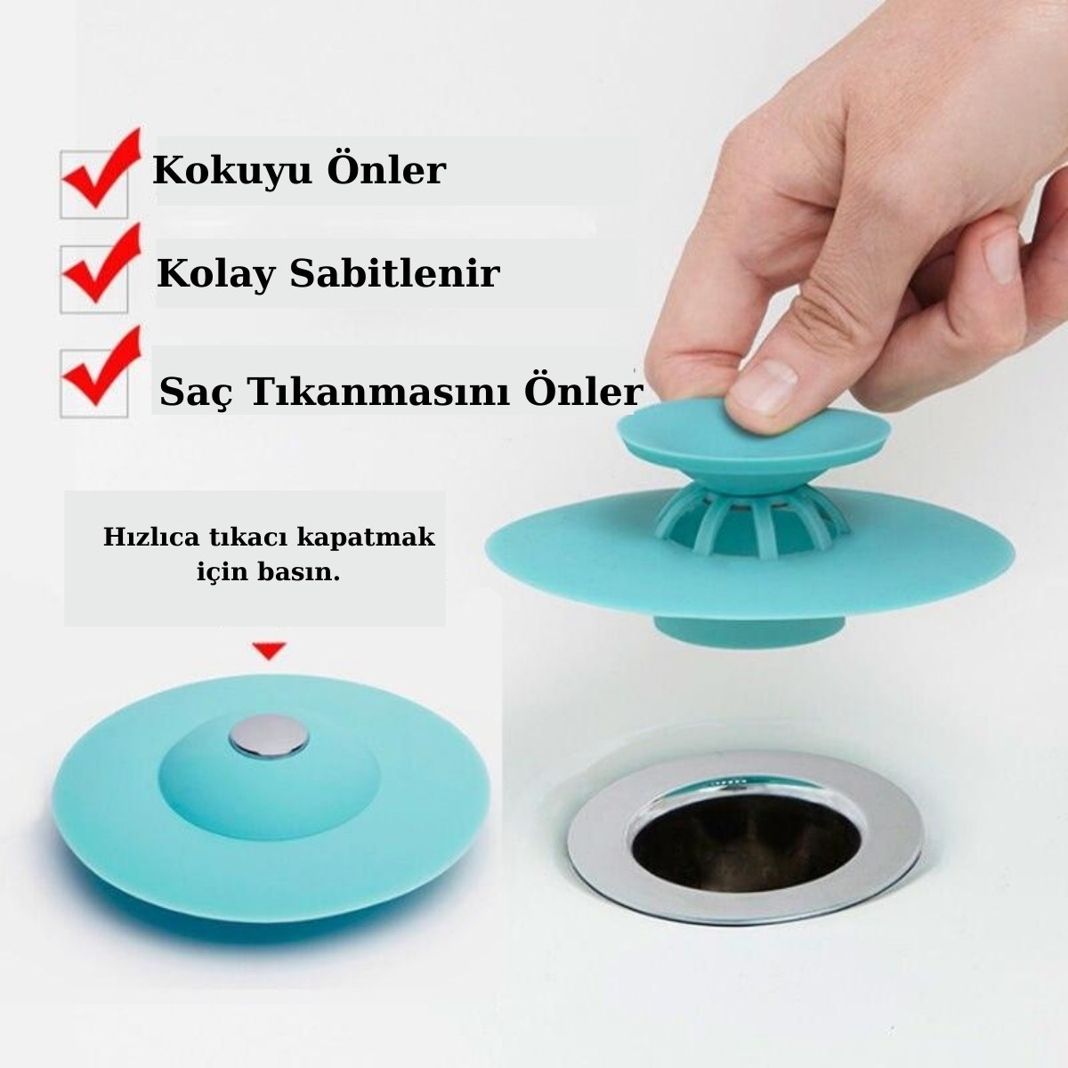 Silikon Malzeme Banyo Mutfak Gider Evye Lavabo İçine Çöp Tıpası Kaydırmaz Süzgeç Çeşitleri M — Veyo — görsel 2