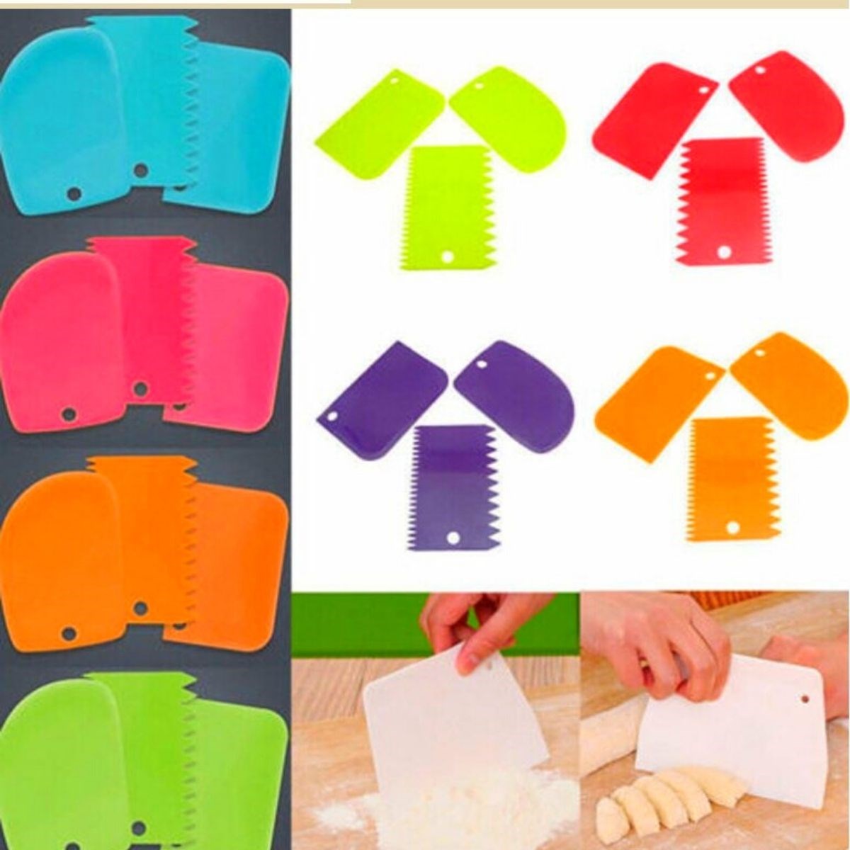 Pasta Hamur Şekillendirici Spatula Kesici Kazıyıcı Dekoratör Set — Veyo — görsel 6