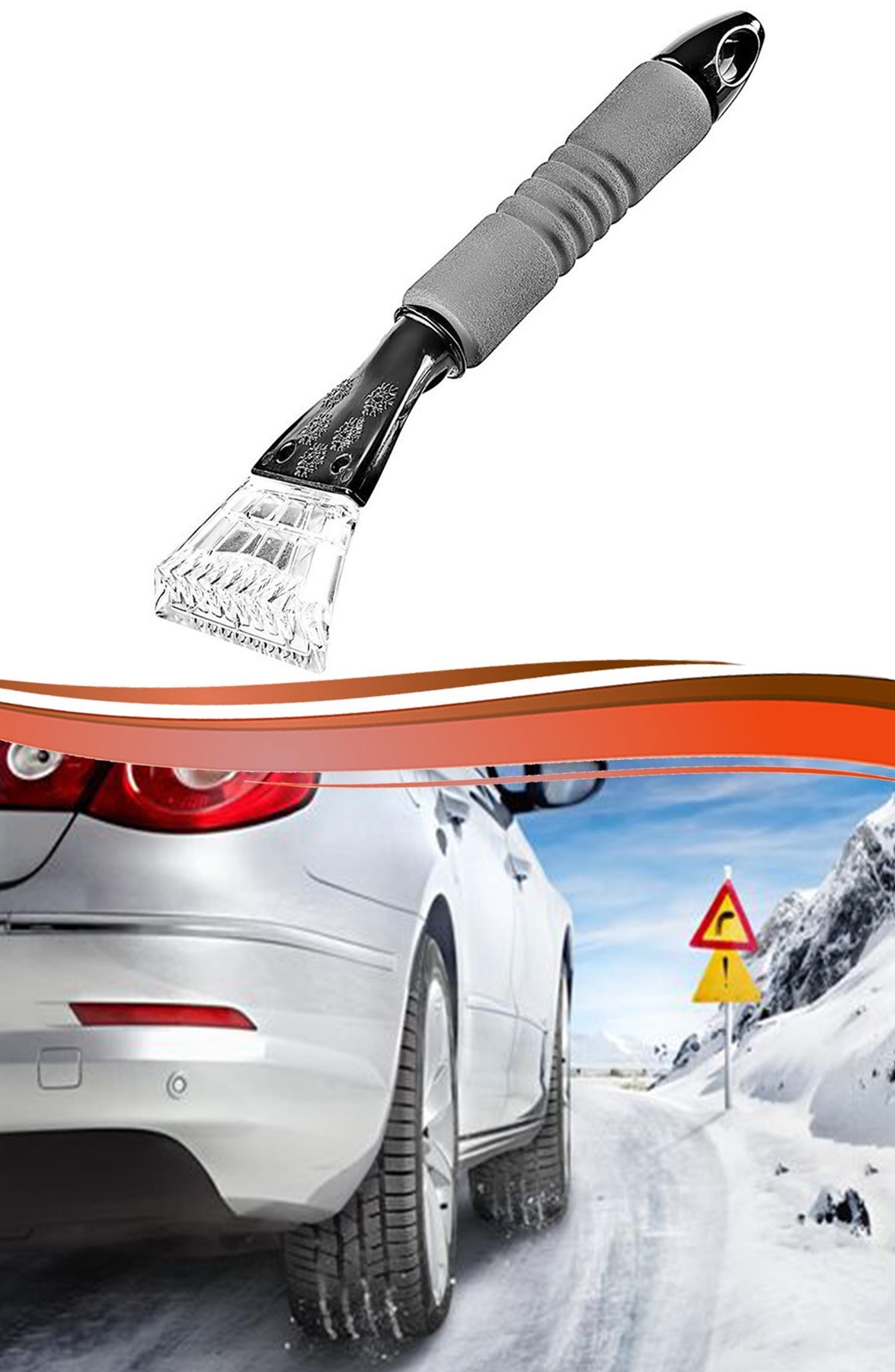 Araç Camı Buz Kazıyıcı ve Kar Fırçası 31 cm Kauçuk Saplı Oto Cam Temizleme Aracı Kışlık