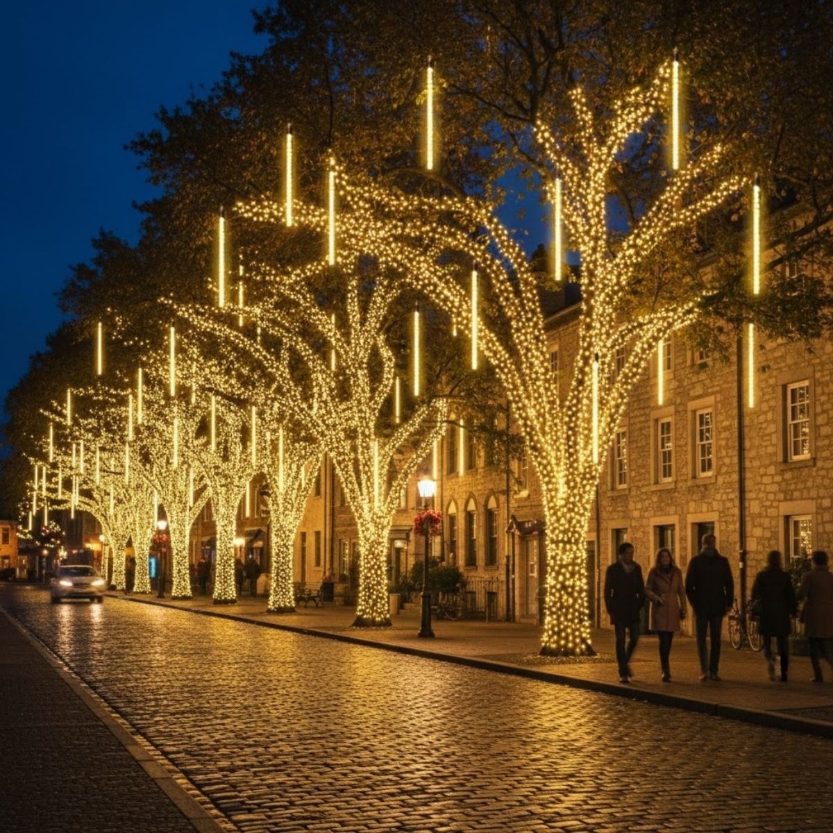 10'lu 45 cm Plastik Meteor LED USB 2M Kablo Sarı Renk Ağaç Işığı – Renk Değiştiren Asmalı Dekoratif Bahçe ve Dış Mekan Aydınlatması