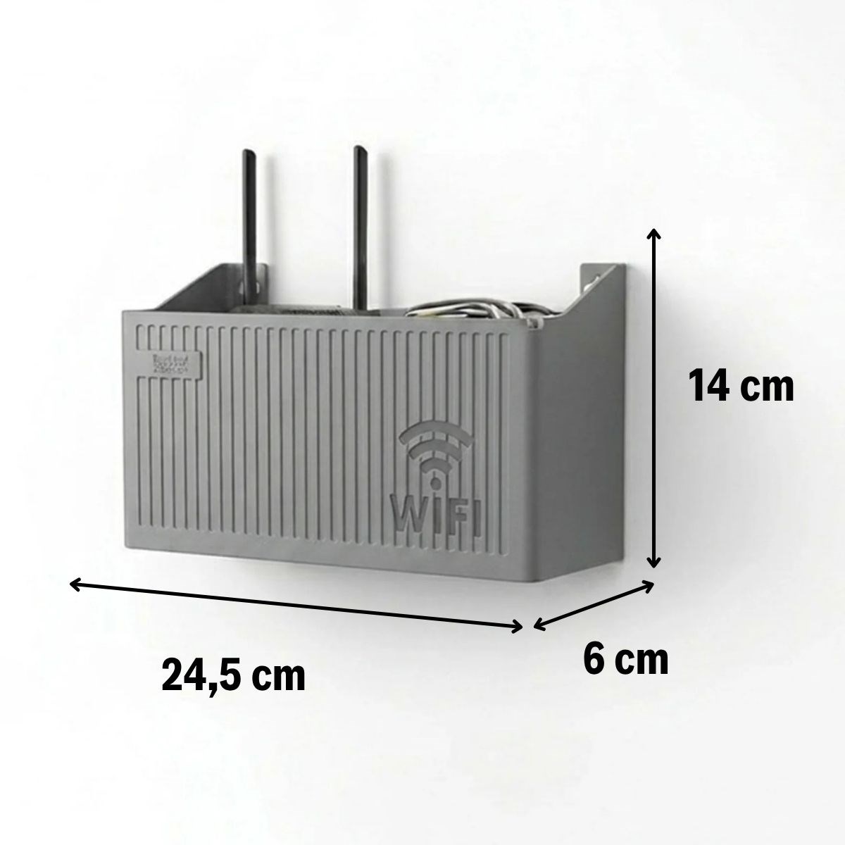 Duvar Tipi Wi-Fi Modem Saklama Kutusu(Gri) – Kablo Düzenleyici Router Raf Organizer — Veyo — görsel 5