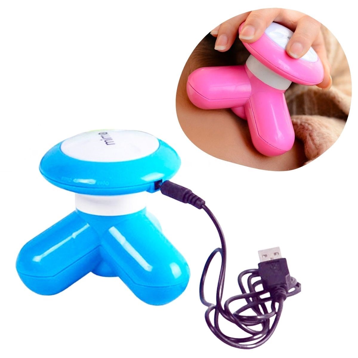 3 Başlıklı Titreşimli USB Şarjlı Mini El Masaj Aleti — Veyo