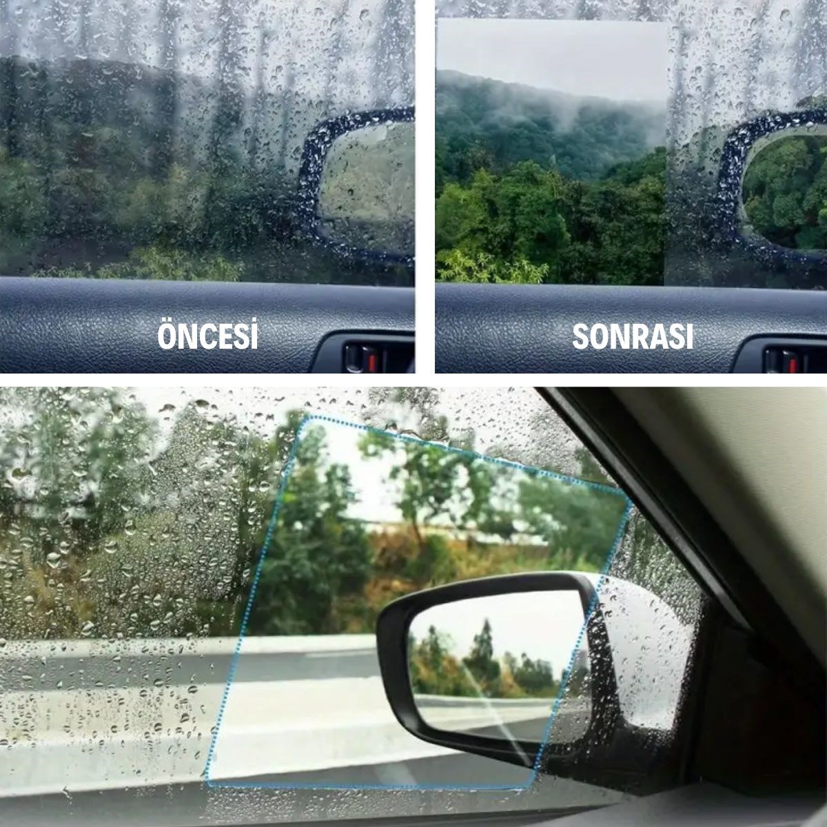 4 Parça Yan Aynalar ve Yan Camlar İçin Araç Ayna Yağmur Kaydırıcı ve Cam Buğu Önleyici Film Seti — Veyo — görsel 6