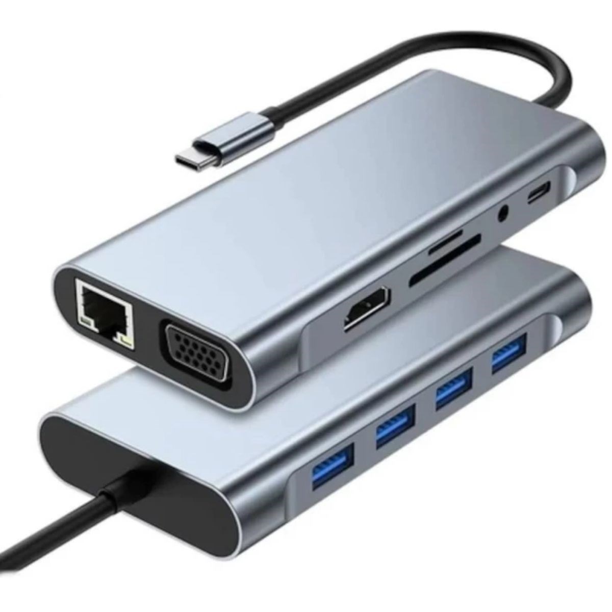 8in1 Type-C Çoklayıcı Hub HDMI 4K USB 3.0 SD TF Kart RJ45 Ethernet Dönüştürücü Adaptör — Veyo