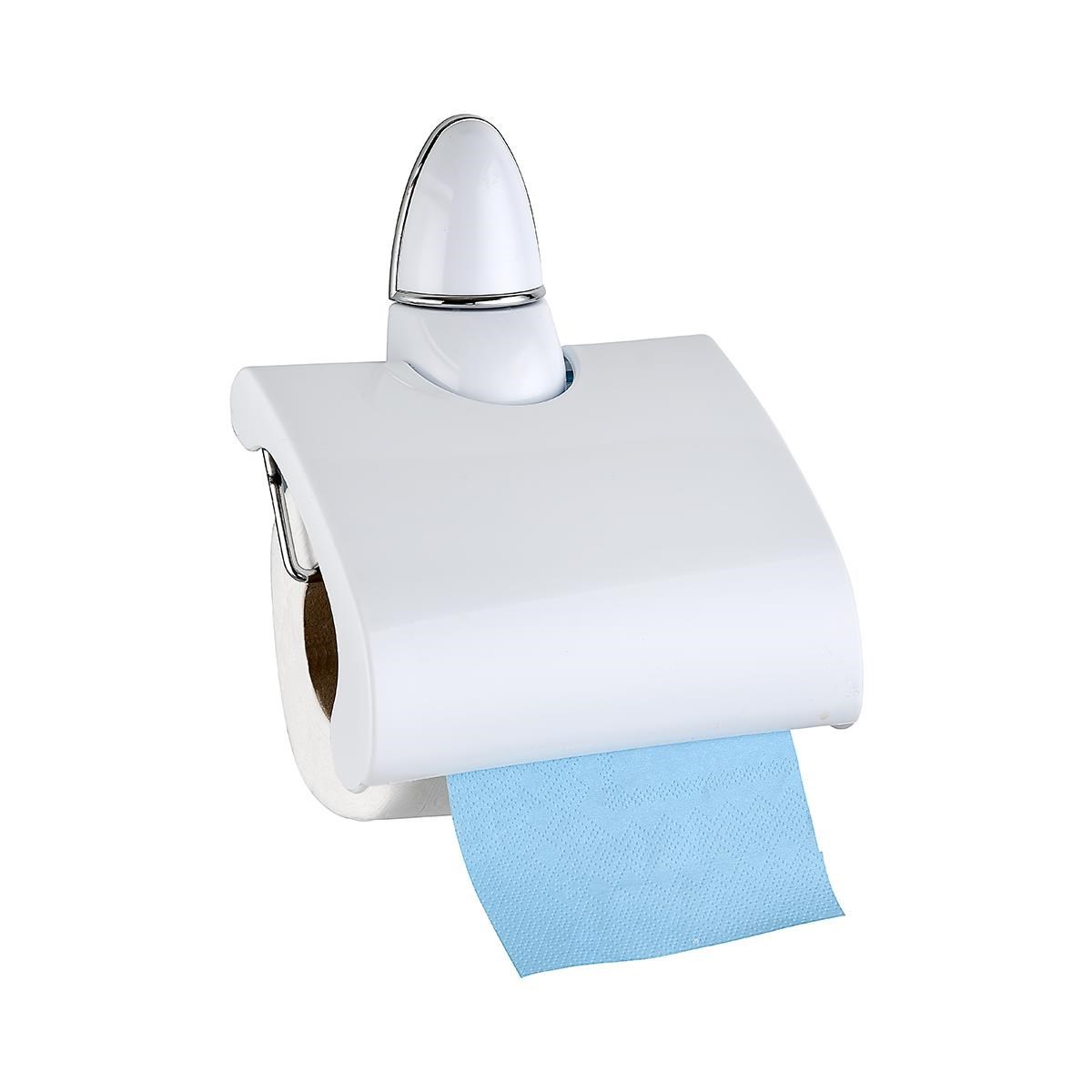 Kapaklı Rulo Tuvalet Kağıdı Tutucu Askisı Standı Wc Kağıtlık Plastik Beyaz Krom Banyo Aparatı