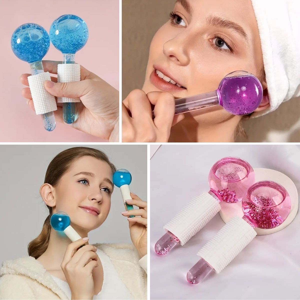Cam Buz Küre Yüz ve Göz Soğuk Masaj Terapi Topu Ergonomik Dayanıklı Kullanışlı Cilt Bakım Aracı