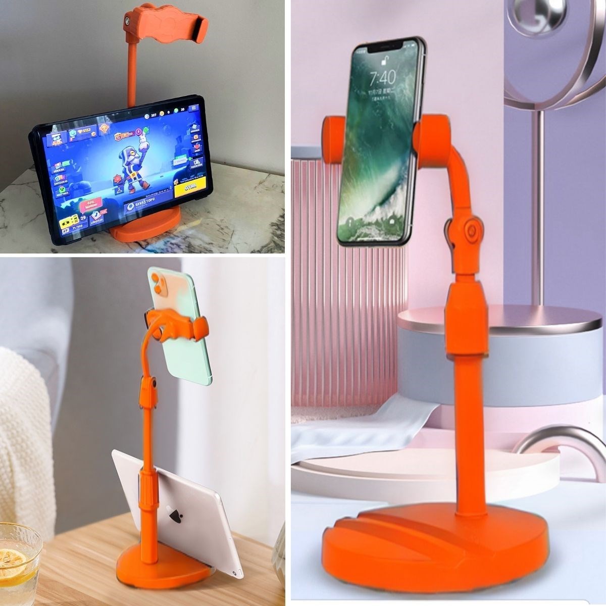 Masa Üstü Tablet ve Telefon Tutucu Plastik Aparat Turuncu Telefon Standı — Veyo — görsel 4