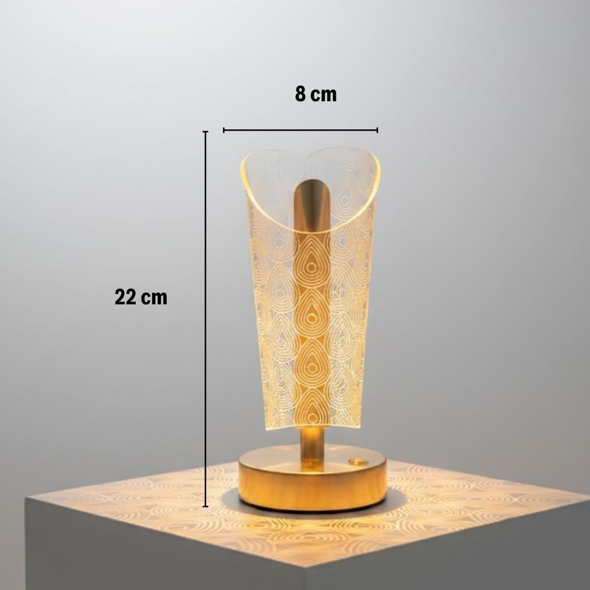 Açık Silindirik Kristal Damla Model LED Masa Lambası – Gold Tabanlı, Dokunmatik, 3 Renk Işık Modlu, Şarjlı Modern Dekoratif Gece Lambası — Veyo — görsel 5