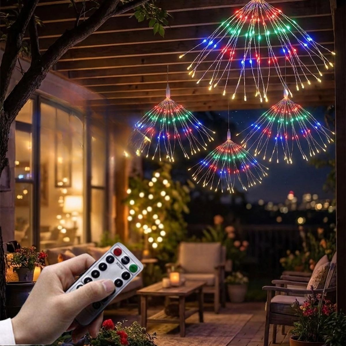 4’lü Açılır LED Işık Seti – 8 Farklı Işık Modlu, Kumandalı, USB Kablolu Renkli Dekoratif Fiber LED Lamba — Veyo — görsel 3