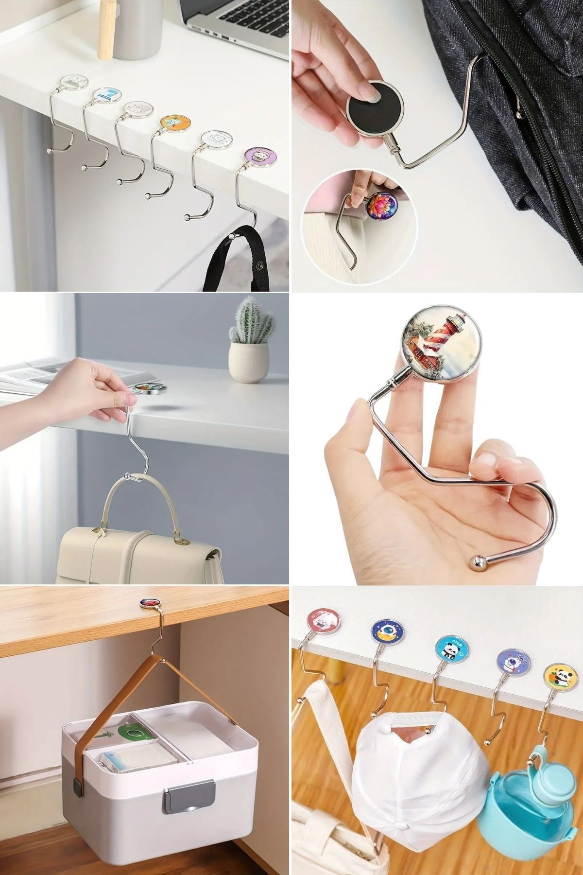 Masaya Takılabilen Çanta Askısı Çanta Tipi Pratik Metal Çanta Kanca — Veyo — görsel 6