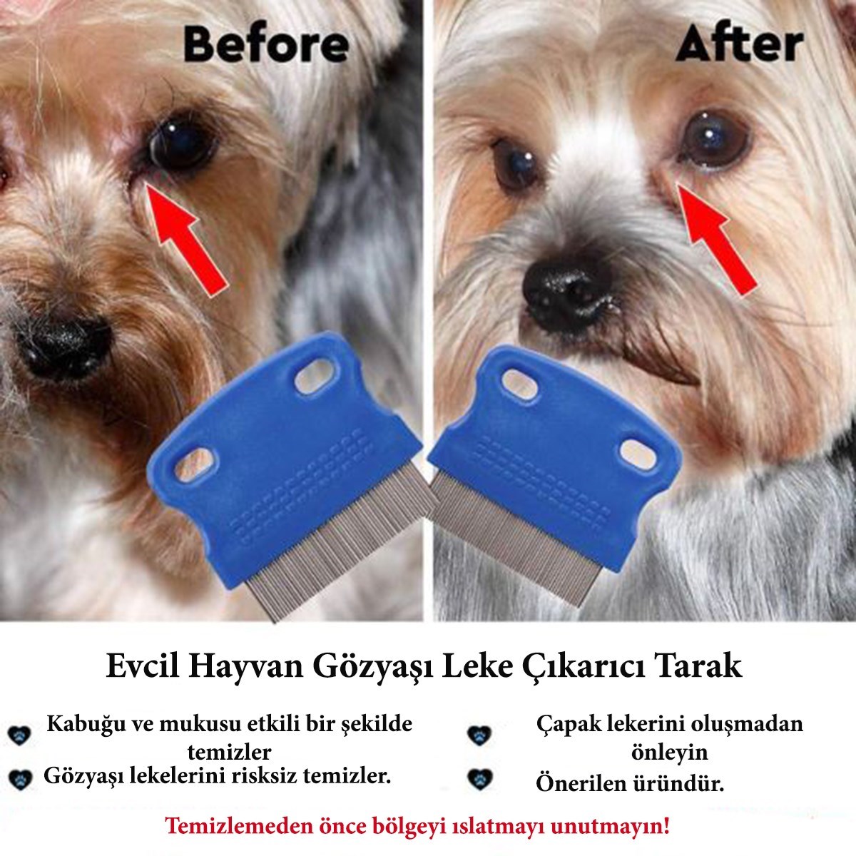 Evcil Hayvan Kedi Köpek Pire Tarağı ve Köpek Gözyaşı Lekesi Tarağı — Veyo — görsel 5