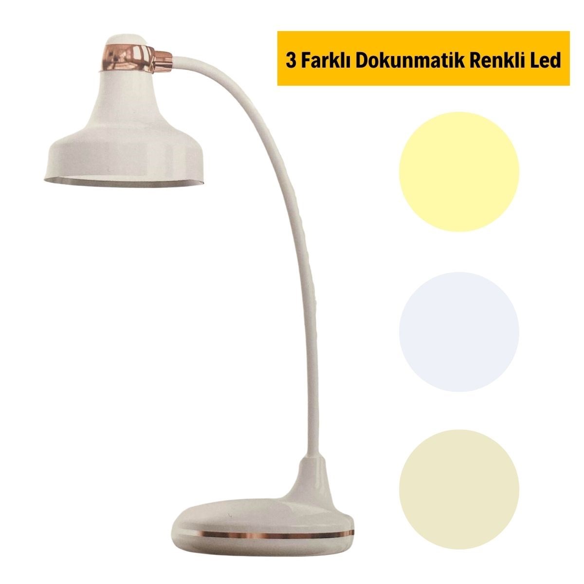 Dokunmatik 3 Farklı LED Işıklı Çalışma Masası Üstü Lamba — Veyo — görsel 5