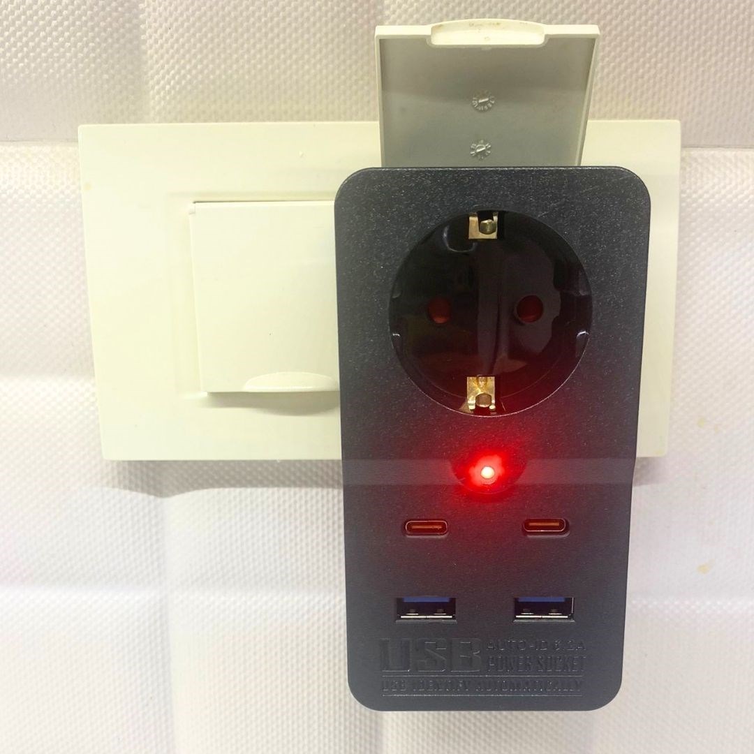 Isıya Dayanıklı Termal Akım Korumalı 1 Priz Girişli 2 USB Girişli 2 TYPE-C Girişli Pirz — Veyo — görsel 2