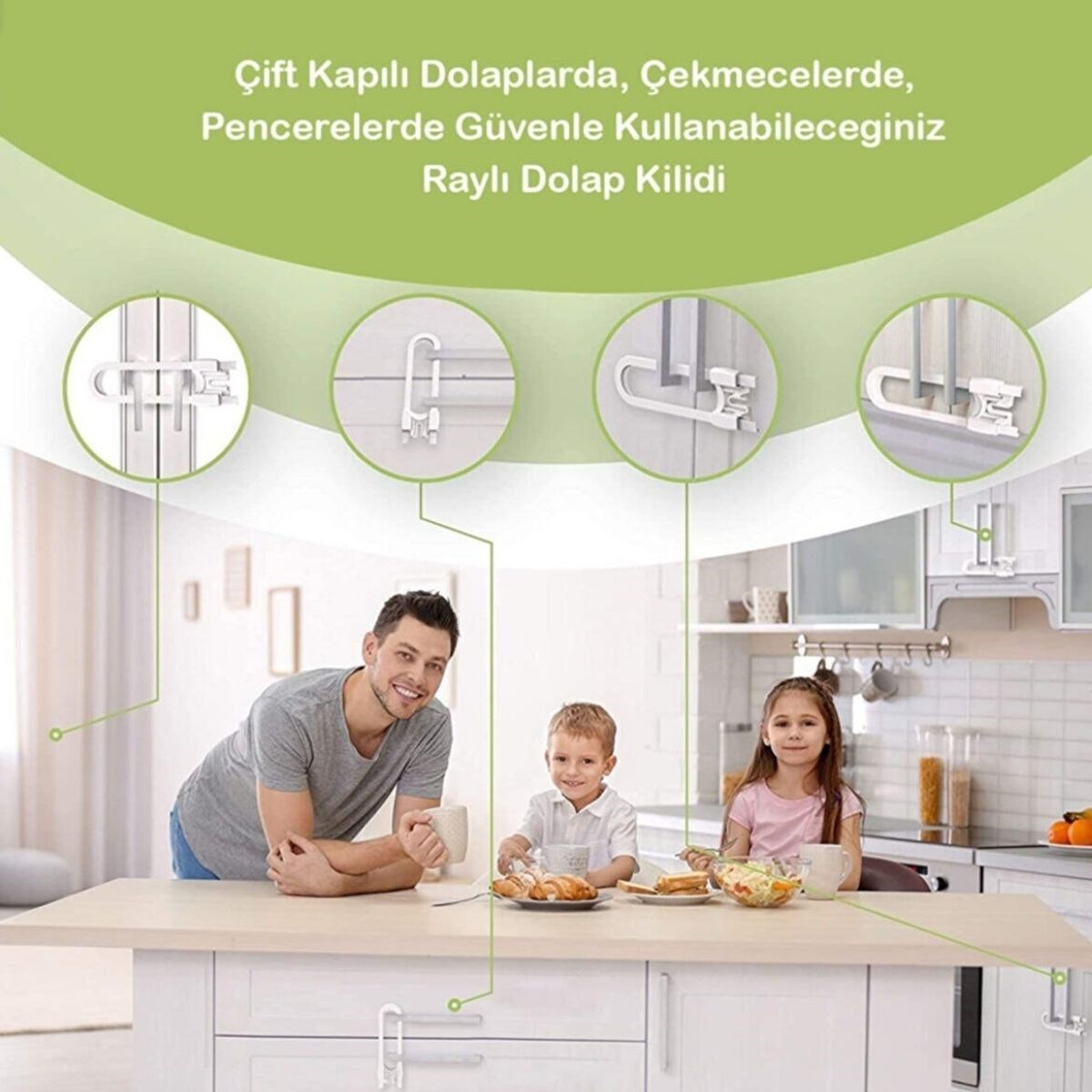Bebek Çocuk Çekmece ve Dolap Koruma Raylı Güvenlik Sistemi Emniyet Kilidi — Veyo — görsel 4