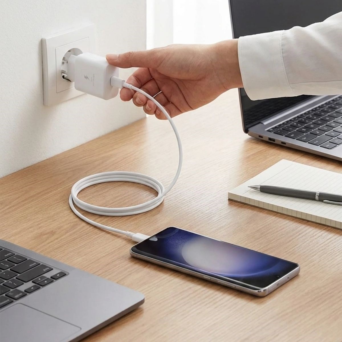 45W Süper Hızlı Şarj Adaptörü USB-C PD 3.0 PPS Fast Charger + 5A Type-C to Type-C Kablo — Veyo — görsel 2