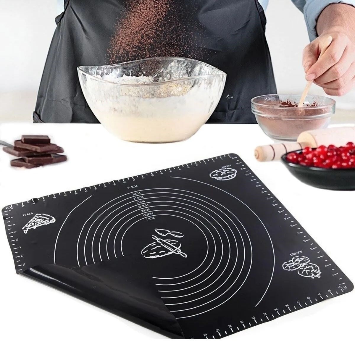 Silikon Çok Amaçlı Geniş Hamur Matı Hamur Açma Matı 40*50 cm — Veyo — görsel 2
