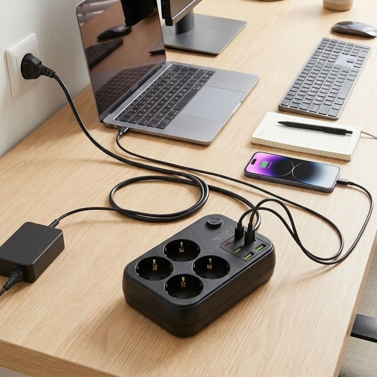Çoklu Priz Uzatma Kablosu 4 Soket + 4 USB + 2 Type-C – Termal Akım Korumalı, Isıya Dayanıklı, Çocuk Korumalı Güvenli Priz 100-250V — Veyo — görsel 5
