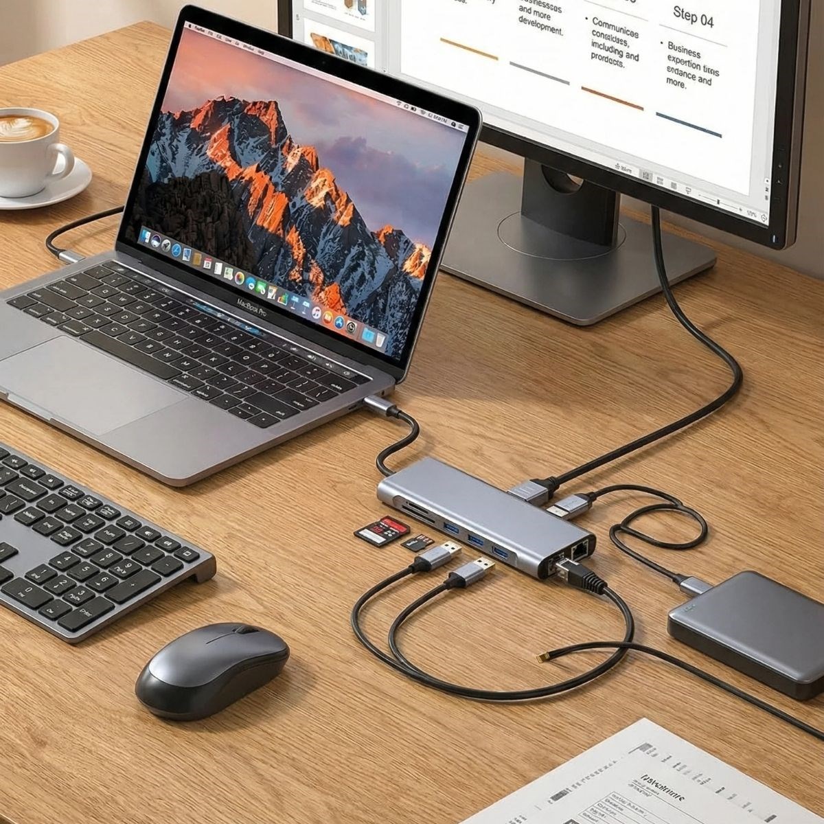 8in1 Type-C Çoklayıcı Hub HDMI 4K USB 3.0 SD TF Kart RJ45 Ethernet Dönüştürücü Adaptör — Veyo — görsel 5