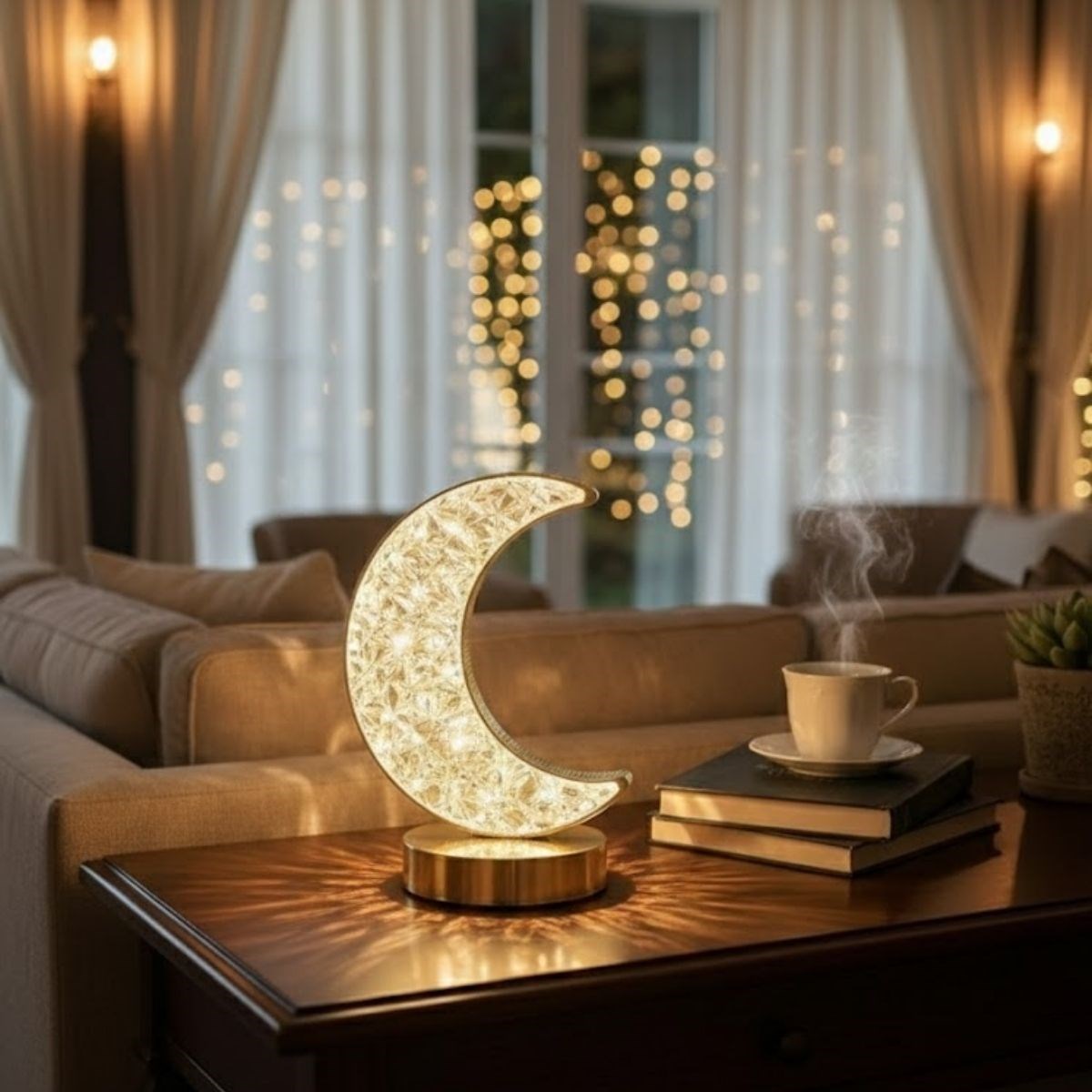 Hilal AY Model Kristal LED Masa Lambası – Dokunmatik, 3 Renk Işık Modlu, Şarjlı Mini Dekoratif Gece Lambası — Veyo — görsel 3