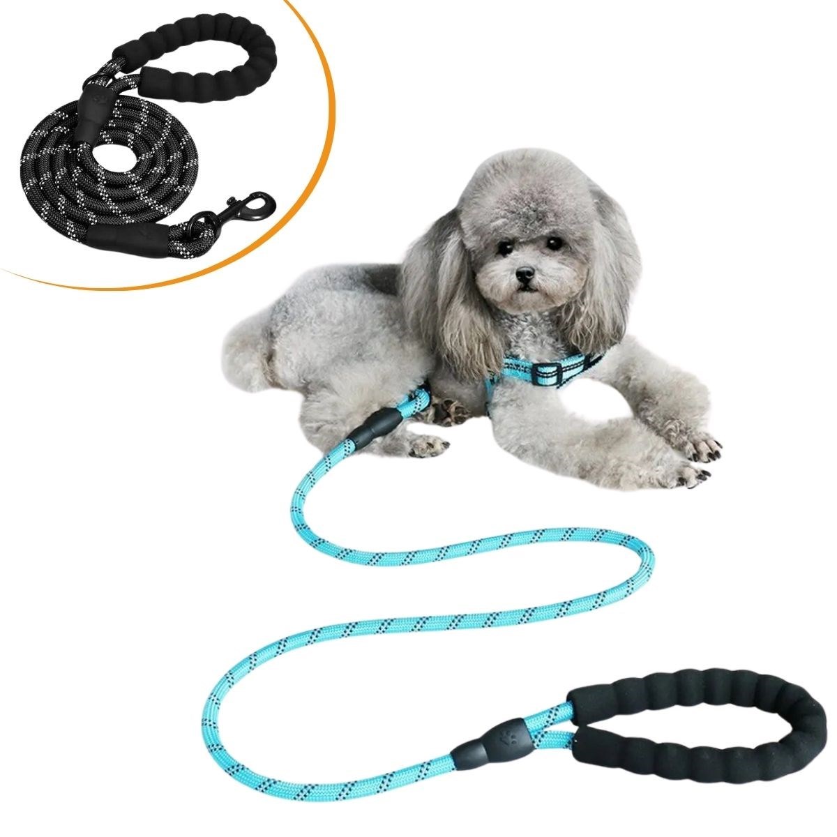 Köpek Gezdirme Halatı Reflektörlü Tasma Kayışı Metal Kancalı Yumuşak Tutamaklı Dayanıklı Pratik