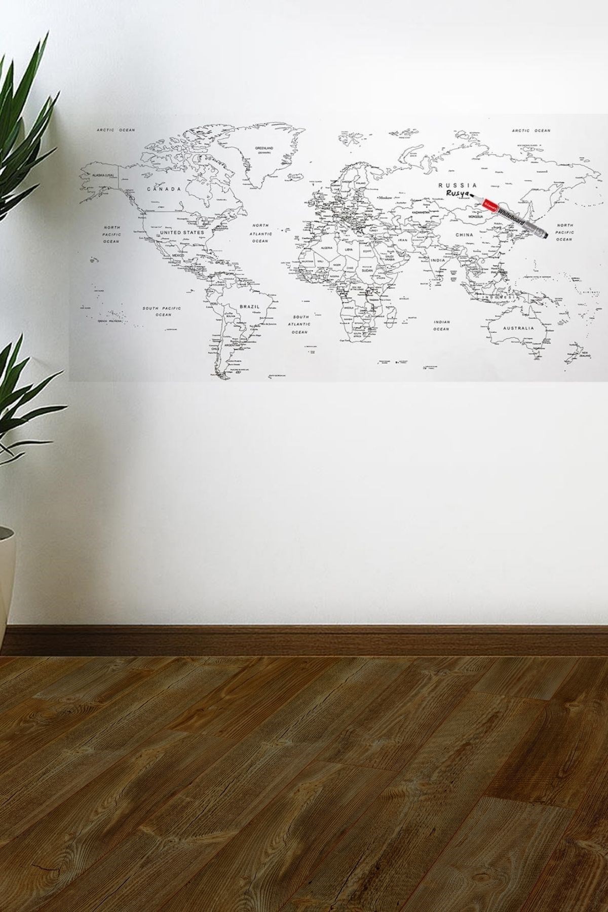 Yazılabilir Dünya Haritası Manyetik Duvar Stickerı 110 x 56 cm — Veyo — görsel 4