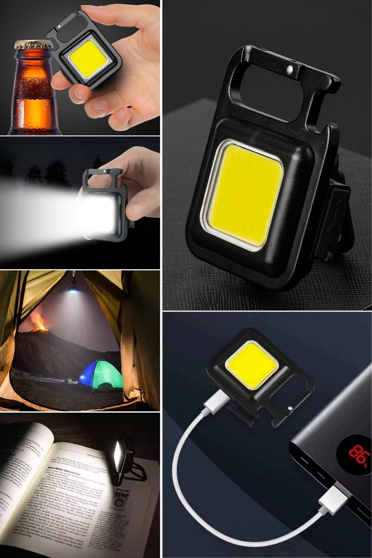 Anahtarlıklı, Açacaklı,Güçlü Mıknatıslı 3 Farklı Led Modlu Mini Boy Asılabilen Led Kamp Aydınlatması,El Feneri — Veyo — görsel 6