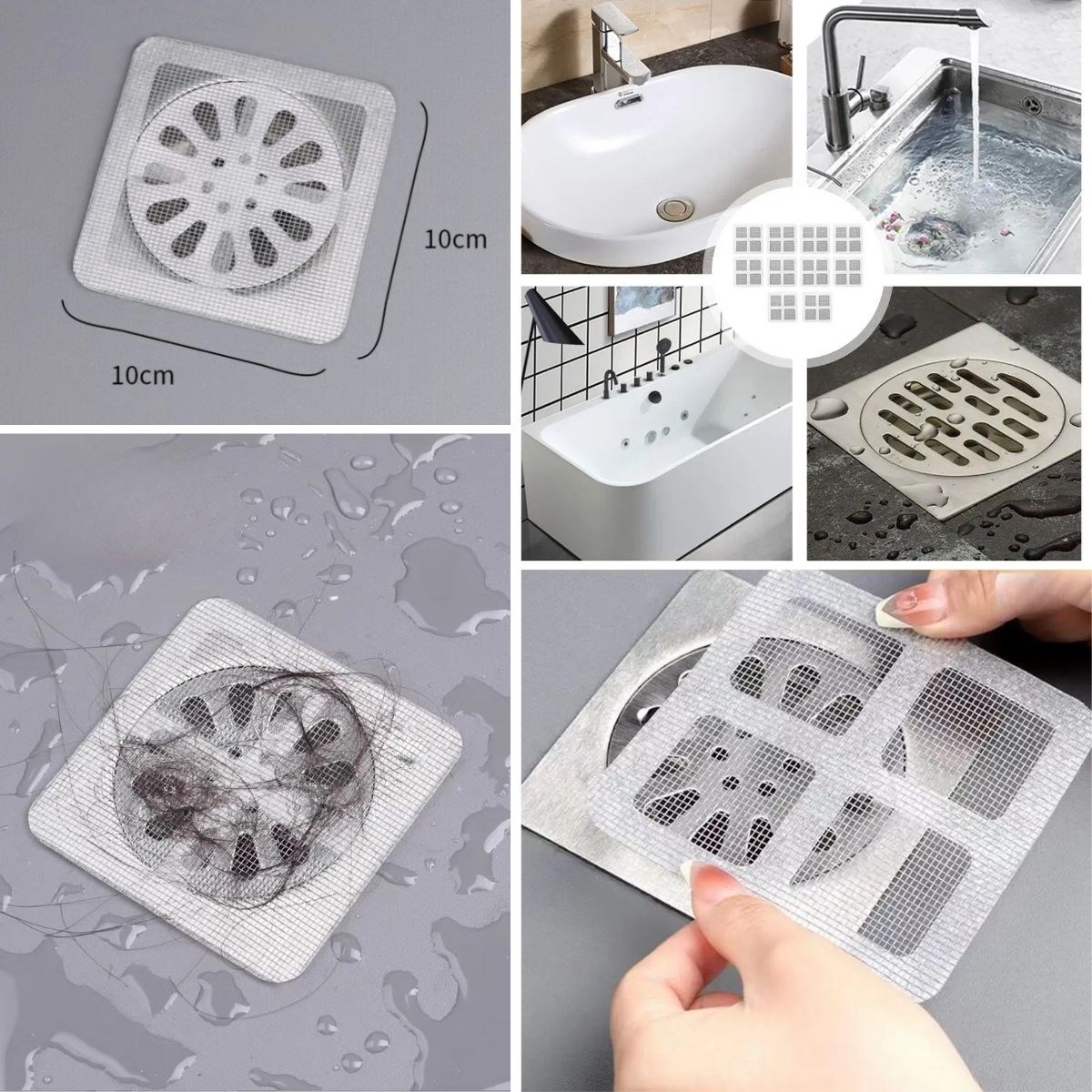 10'lu Banyo ve Mutfak Lavabo Koku Önleyici ve Haşere Böcek Önleyici Gider Filtresi — Veyo — görsel 5
