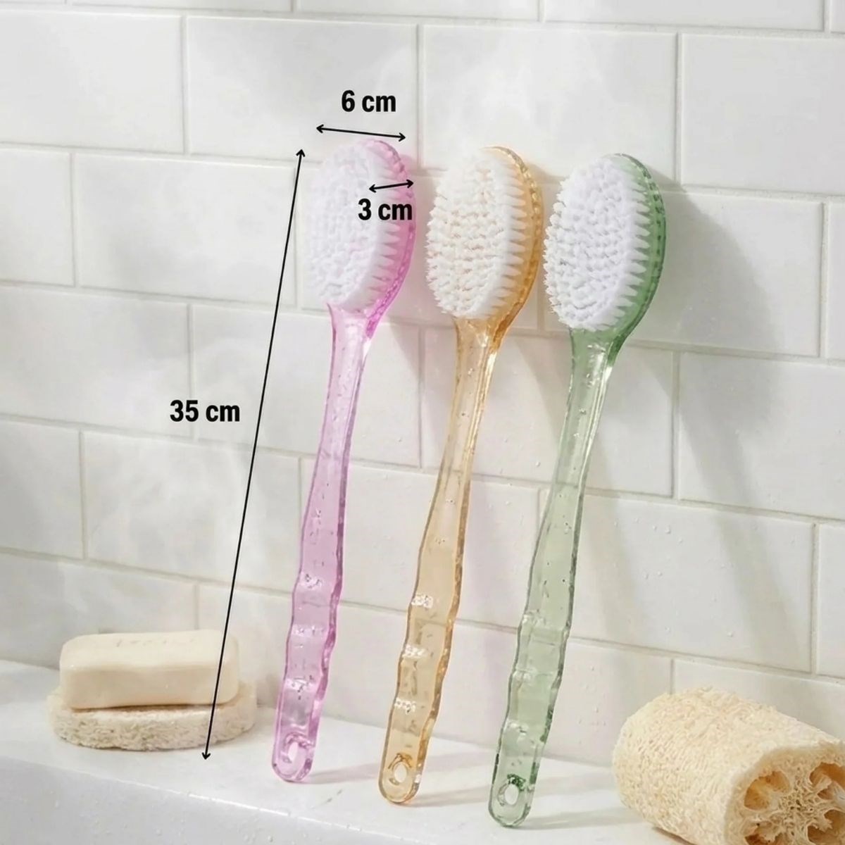 Plastik Saplı Vücut Temizleme Fırçası - Çok Amaçlı Sırt ve Vücut İçin Banyo ve Duş Kese Aparatı — Veyo — görsel 5