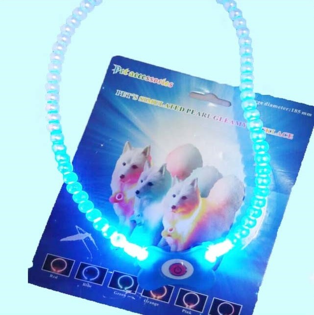 LED Işıklı Kedi Köpek Kolyesi Mavi Neon Gece Emniyet Gezdirme 18,5 cm Evcil Hayvan Boyun Tasması