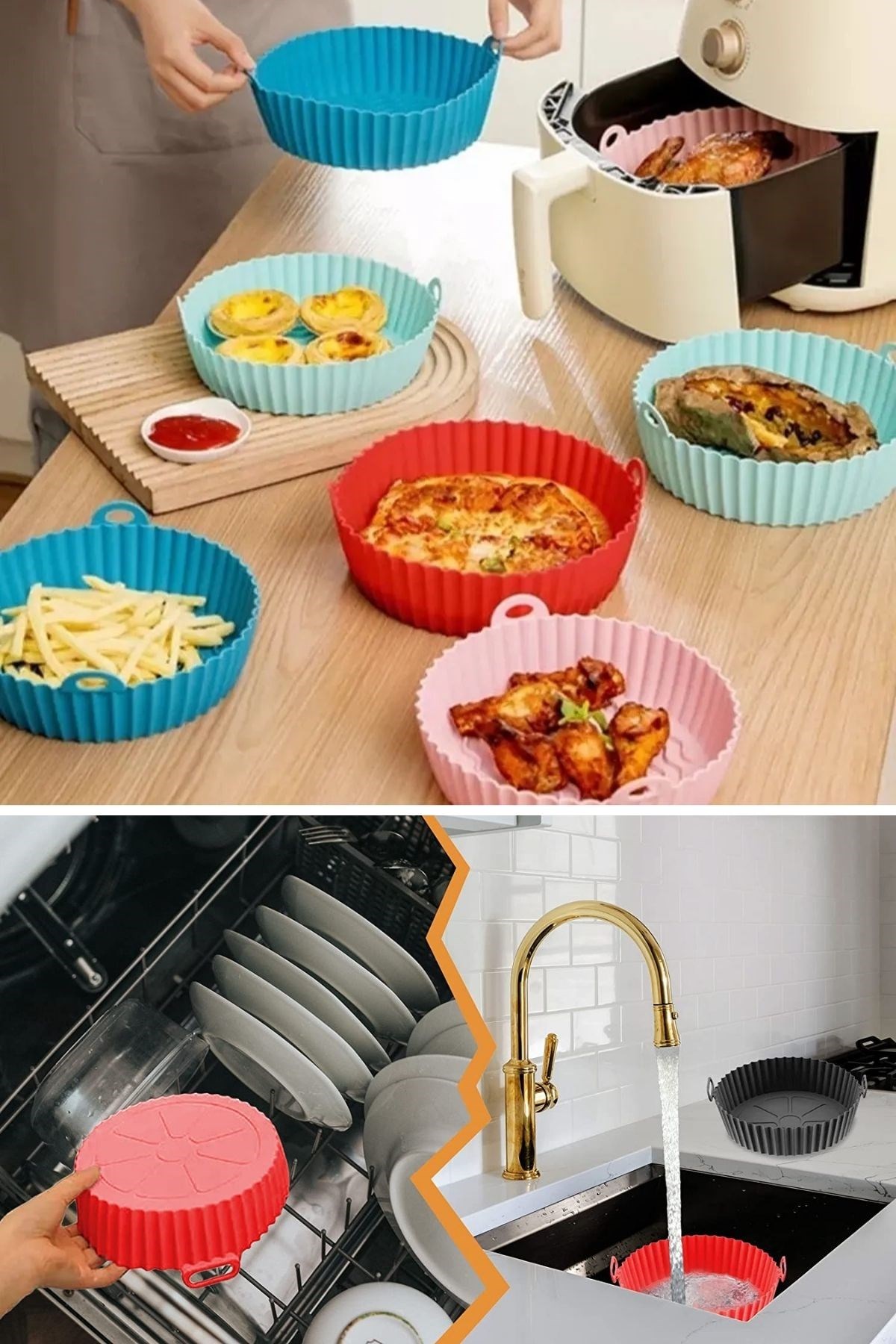 Renkli Isıya Dayanıklı Yıkanılabilir Silikon Fırın Ve Airfryer Yuvarlak Model Pişirme Matı 20 Cm — Veyo — görsel 6