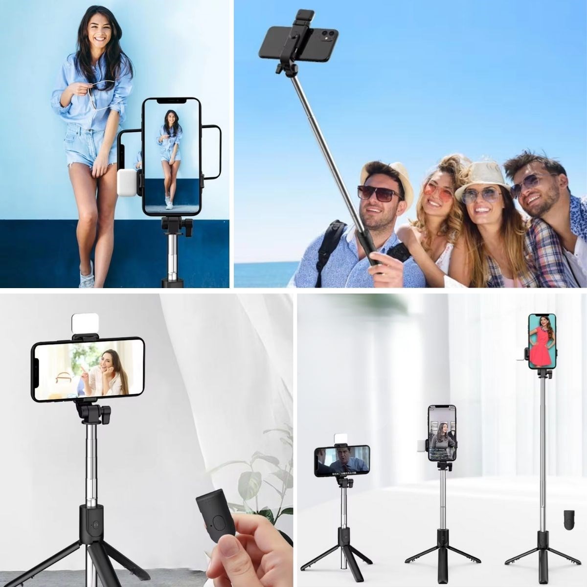 Kendiliğinden LED Işıklı Kumandalı Uzayabilen Selfie Çubuğu,Masa Üstü Tripod — Veyo — görsel 5
