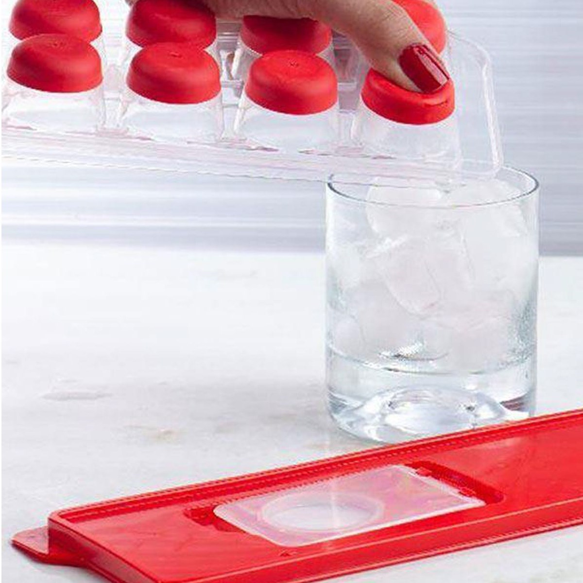 12li Kapaklı Yapışmaz Silikon Tabanlı Plastik Küp Buz Kalıbı — Veyo — görsel 4