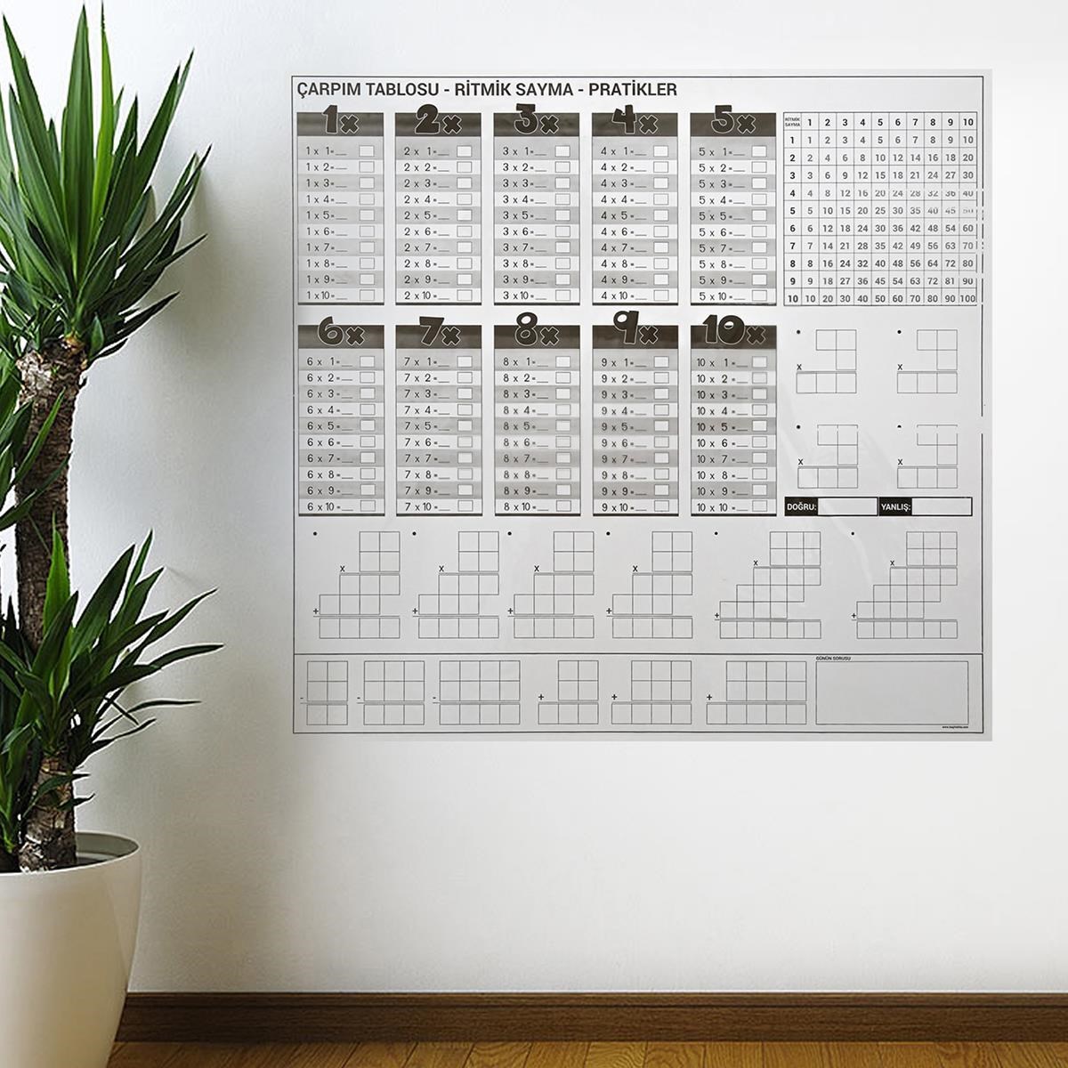 Çarpım Tablosu Ezberleme Manyetik Duvar Stickerı 105 x 100 cm — Veyo — görsel 2