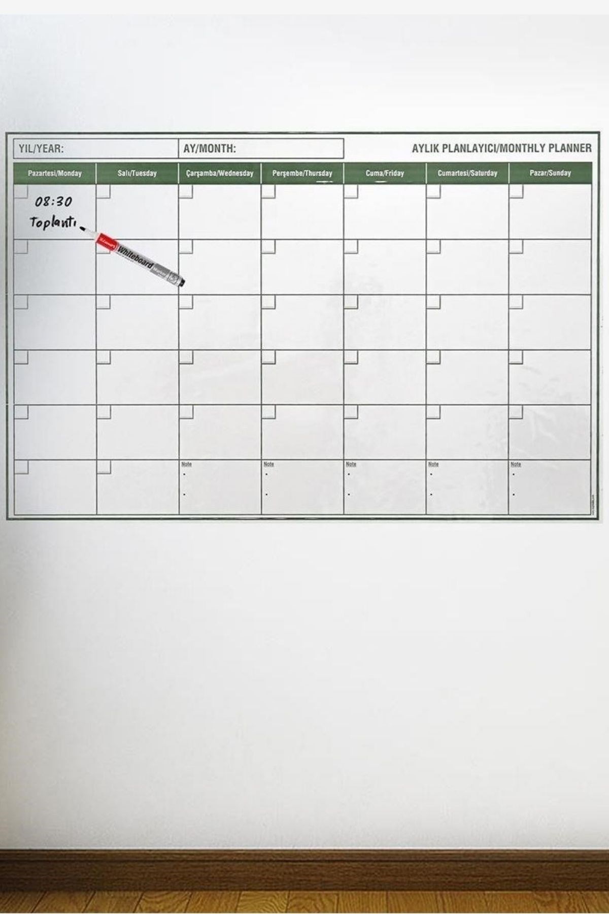 Manyetik Yapışkanlı Bir Aylık Program Planlayıcı Takvim 85x56 cm — Veyo — görsel 4