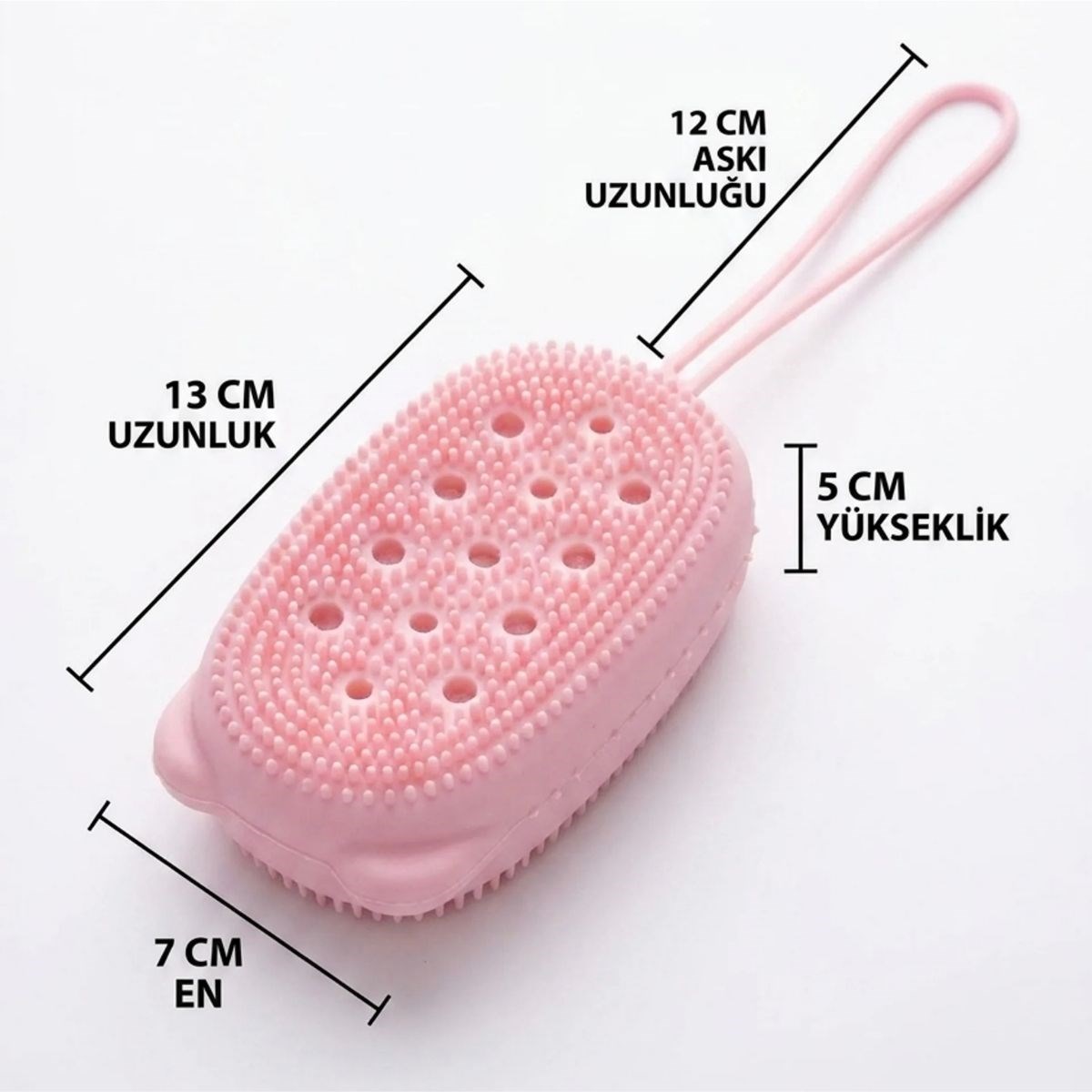 Peeling Etkili Süngerli Silikon Banyo Lifi – Asma Kancalı Duş Kesesi — Veyo — görsel 5
