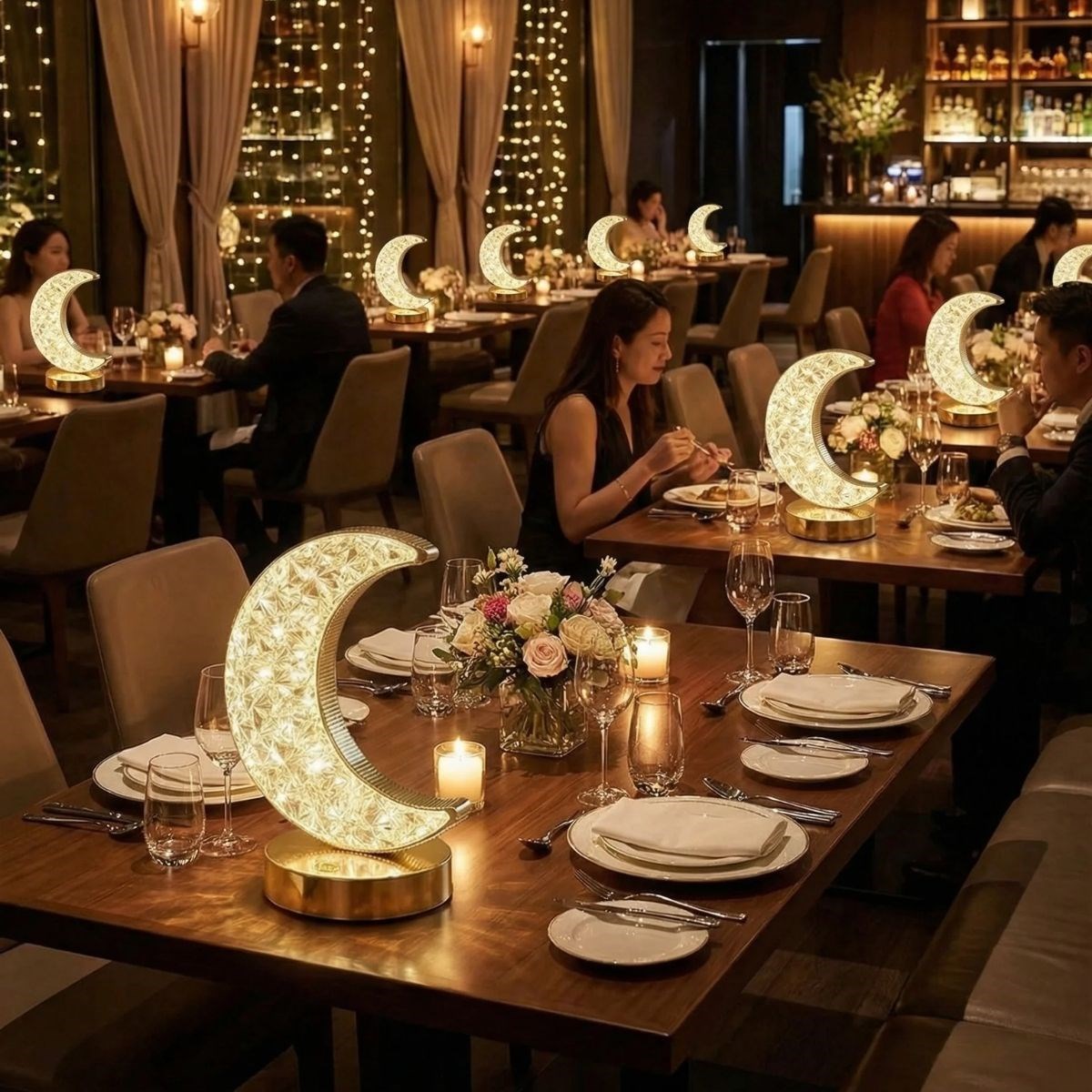 Hilal AY Model Kristal LED Masa Lambası – Dokunmatik, 3 Renk Işık Modlu, Şarjlı Mini Dekoratif Gece Lambası — Veyo — görsel 4