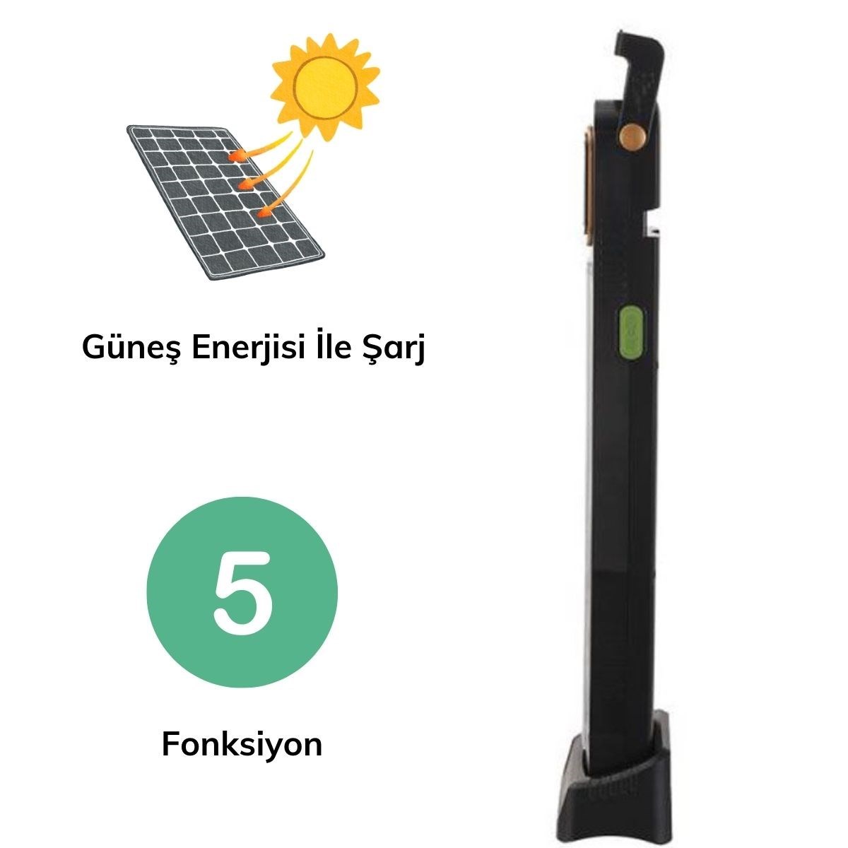 5 Fonksiyonlu Güneş Enerjisi İle Şarj Olabilen 48 Ledli Işıldak,Aydınlatma PR-3838 — Veyo — görsel 2