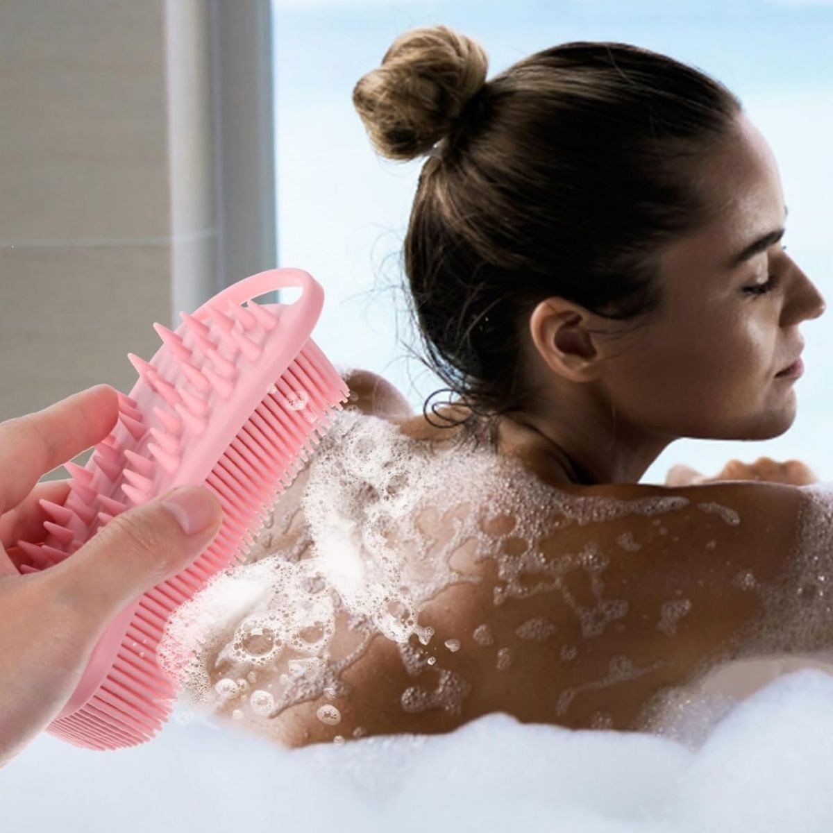 Kendiliğinden Askılı Peeling ve Masaj Etkili Silikon Banyo Vücut Fırçası — Veyo — görsel 2