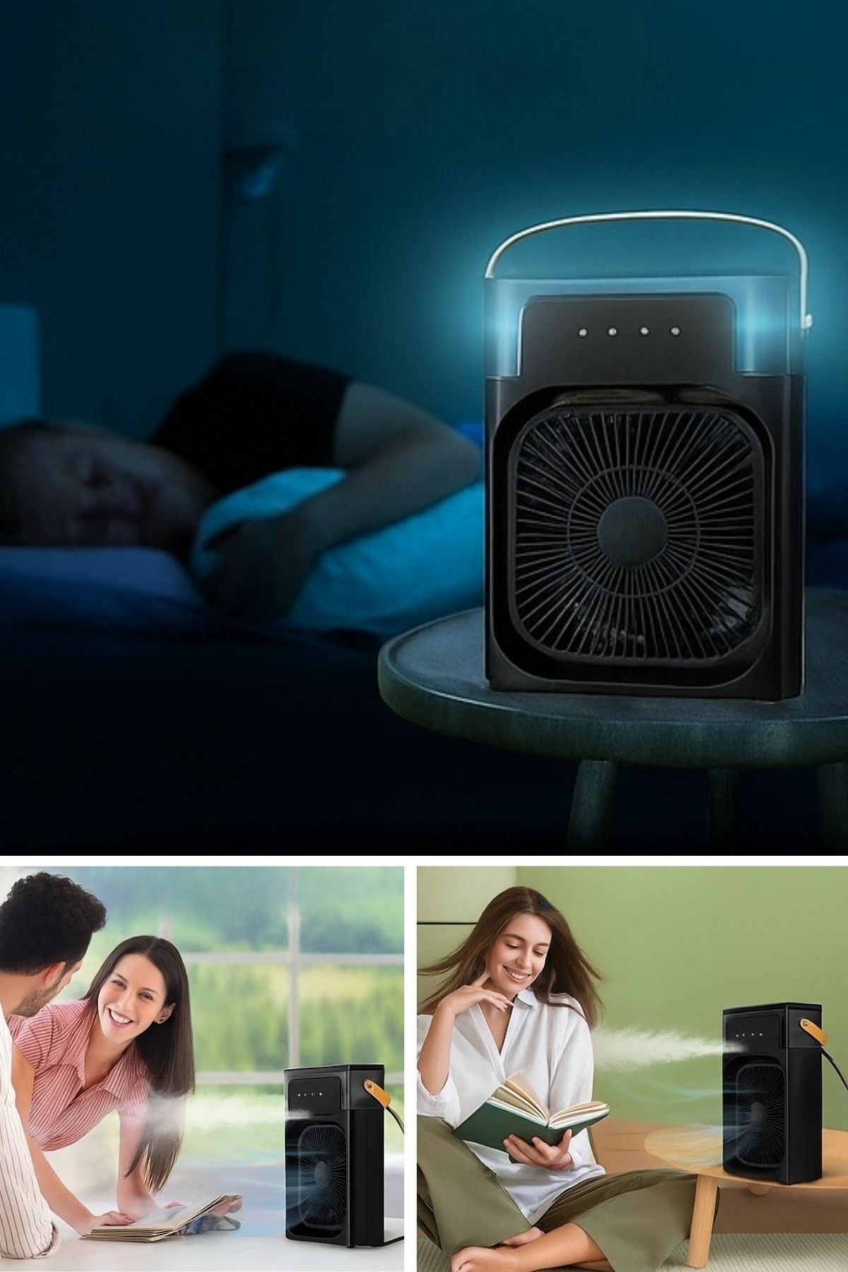 Taşınabilir 3 Farklı Mod Ayarlı 7 Farklı Led Işıklı Sulu Soğutmalı Taşınabilir Masaüstü USB Fan Vantilatör — Veyo — görsel 7