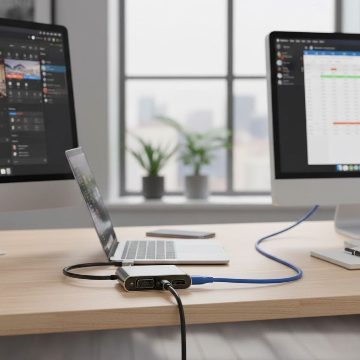 4’ü 1 Arada Type-C to Hub Dönüştürücü Adaptör – 4K Ultra HD HDMI & VGA Görüntü Aktarımı, PD Hızlı Şarj Destekli, USB Çoklayıcı — Veyo — görsel 3