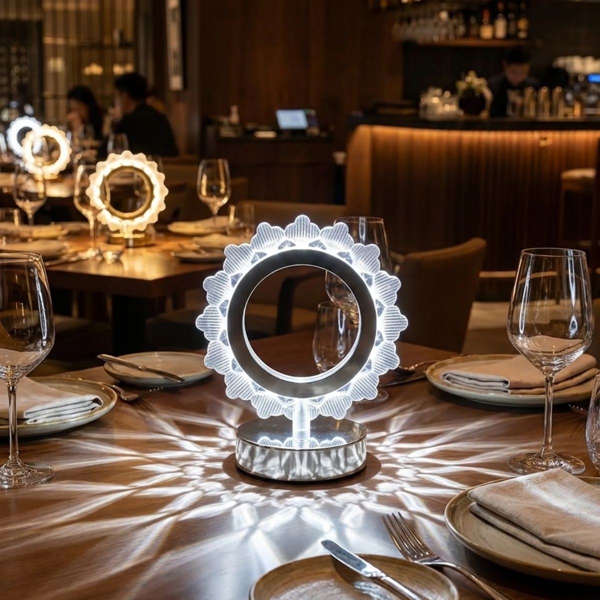 Güneş Şeklinde Kristal LED Masa Lambası – Dokunmatik, 3 Renk Işık Modlu, Şarjlı Mini Dekoratif Gece Lambası — Veyo — görsel 4